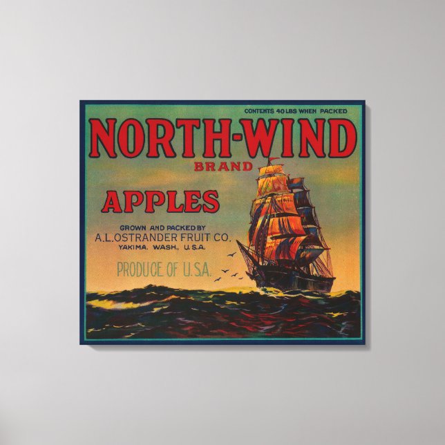 Toile Label North Wind Apple CrateYakima, WA (Recto)