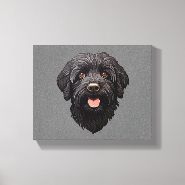 Toile Labradoodle Chien Noir (Recto)