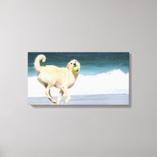 Toile Labradoodle - jour heureux sur la plage