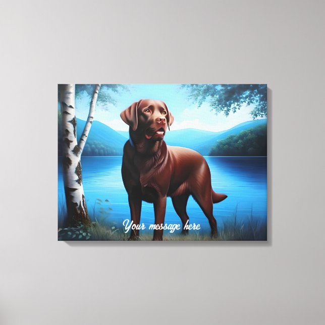 Toile Labrador chocolat et lac bleu (Recto)