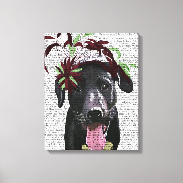 Toile Labrador Noir Avec Fascinateur Vert (Recto)
