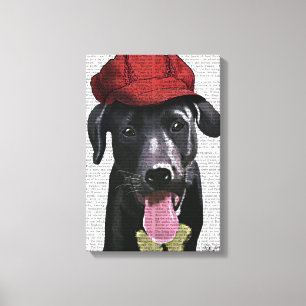 Toile Labrador noir avec le casquette rouge