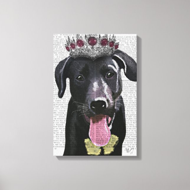 Toile Labrador Noir Avec Tiara (Recto)