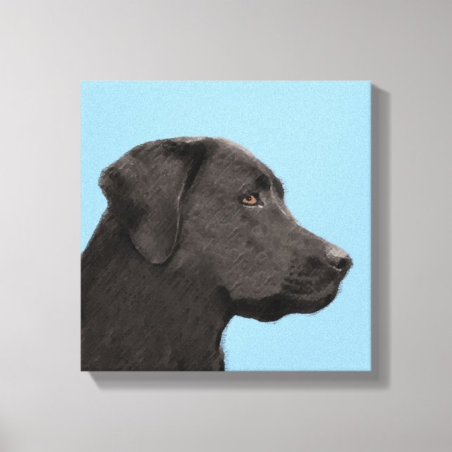 Toile Labrador Retriever Black Peinture Original Chien A (Recto)