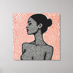 Toile Labyrinthe de son éveil – Un portrait minimaliste