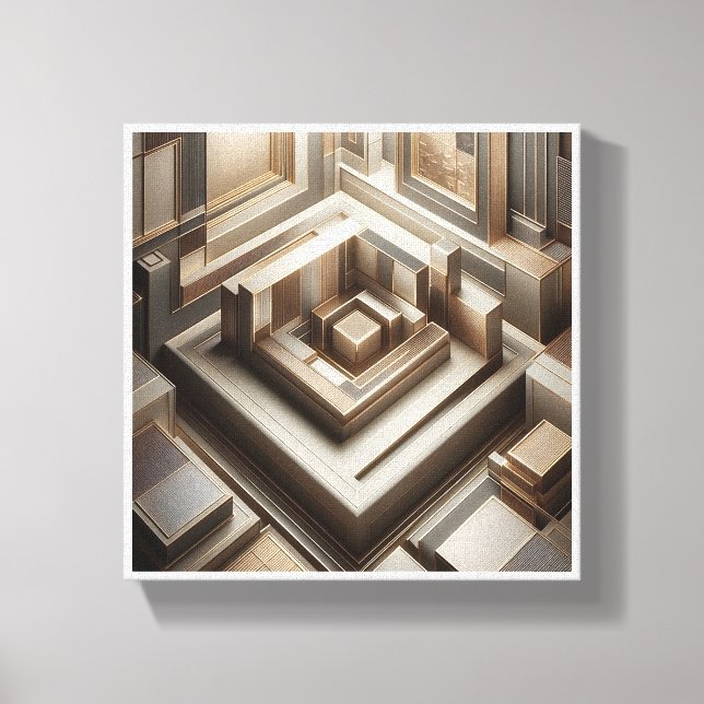 Toile Labyrinthe géométrique 3D de luxe - Arche moderne  (Recto)