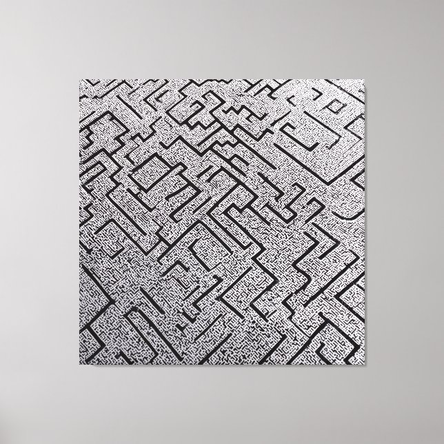 Toile Labyrinthe Intrigué Noir et Blanc (Recto)