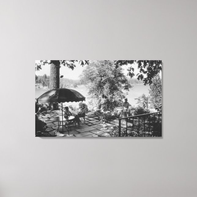 Toile Lac Arrowhead, California Lodge Vue & Terrasse (Recto)