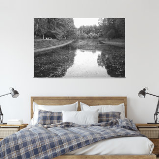 Toile Lac d'automne doré - Édition nordique noir et blan