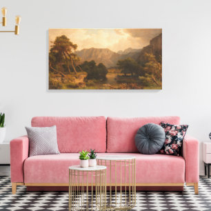 Toile Lac de montagne avec des hérons – Heinrich Funk