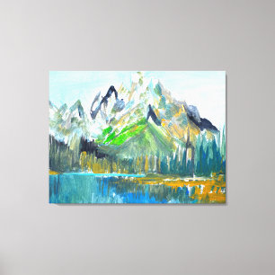 Toile Lac de montagne majestueux enneigé