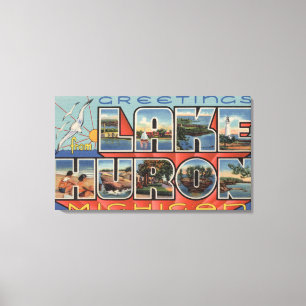 Toile Lac Huron, Michigan - Scènes à grandes lettres