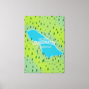 Toile Lac Loweswater, district des lacs, carte de voyage