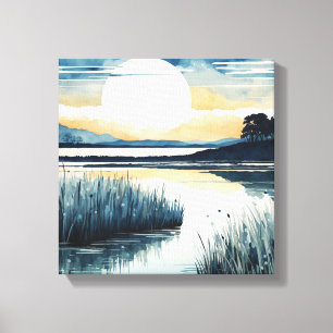 Toile Lac Lune tranquille