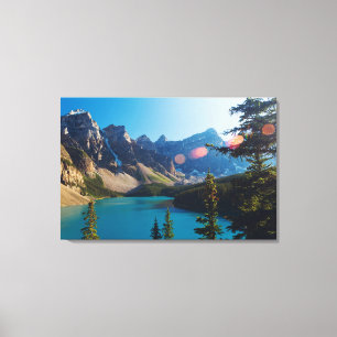 Toile Lac moraine du coucher du soleil d'été, Canada