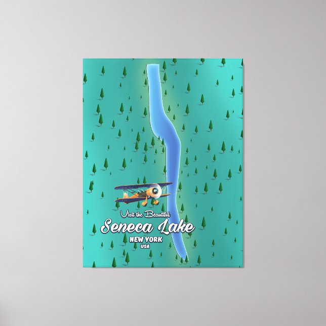 Toile Lac Seneca, carte du lac de NYC (Recto)
