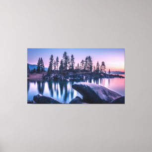 Toile lac tahoe sable port plage nevada au coucher du so