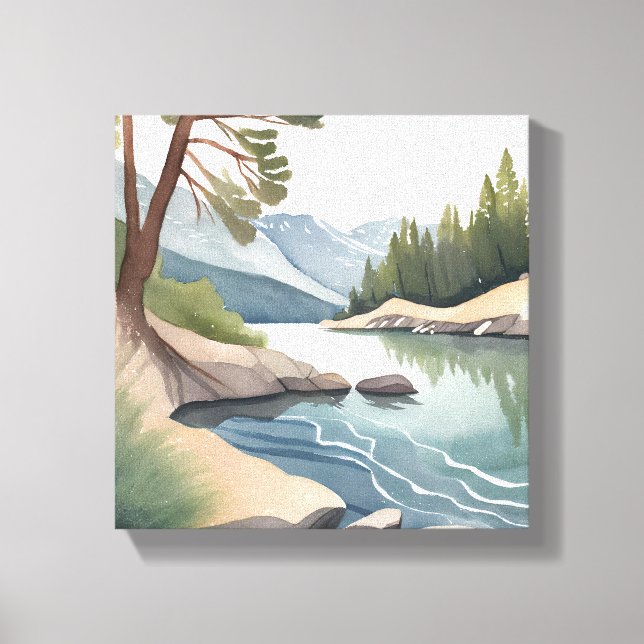 Toile Lac Tahoe Sud | Paysage aquarelle (Recto)