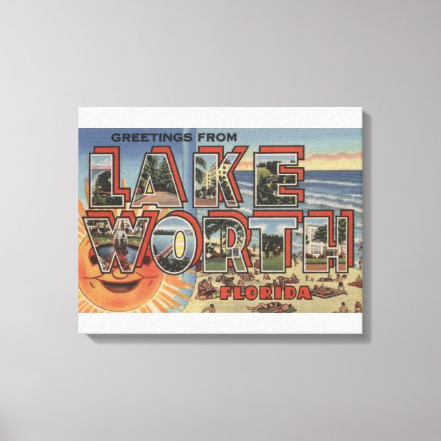 Toile Lac Worth, Floride - Scènes de grandes lettres (Recto)