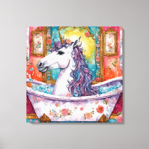 Toile L'adorable licorne dans le bain