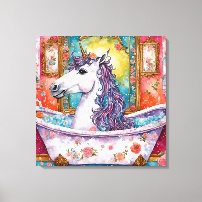 Toile L'adorable licorne dans le bain (Recto)