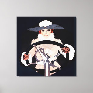 Toile Lady Driver Fadeaway Girl par C Coles Phillips