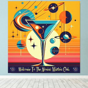Toile L'Âge De L'Espace Bienvenue Au Club Martini Atomiq
