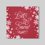 Toile Laisser la neige Rouge hiver Typographie de la nei<br><div class="desc">L'élégant design saisonnier de toile d'hiver présente le design "Let it Snow" dans un magnifique script blanc avec une bordure moderne à motifs de flocon de neige. La couleur rouge arrière - plan peut être customisée en harmonie avec votre décor de vacances.</div>