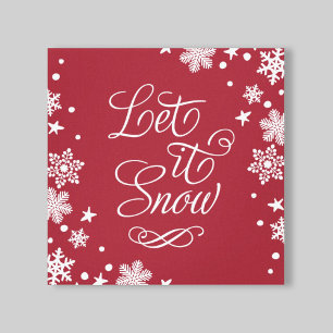 Toile Laisser la neige Rouge hiver Typographie de la nei