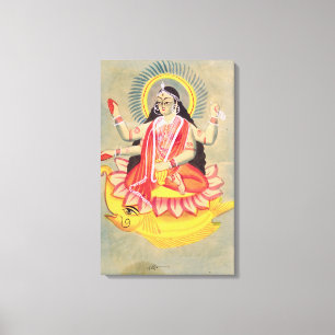 Toile Laksmi se reposant sur un trône de lotus part,