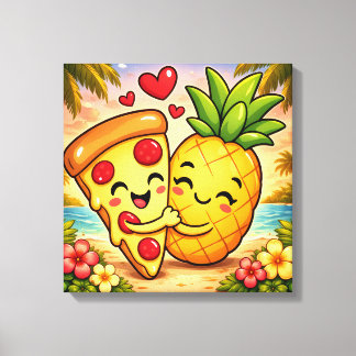 Toile L'amour au premier morceau - Pizza rencontre Anana