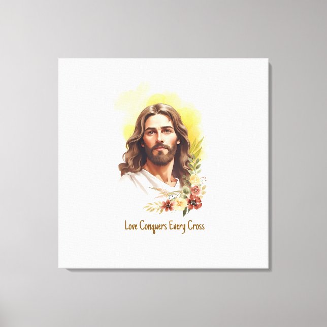 Toile L'amour conquiert chaque croix - Jésus (Recto)