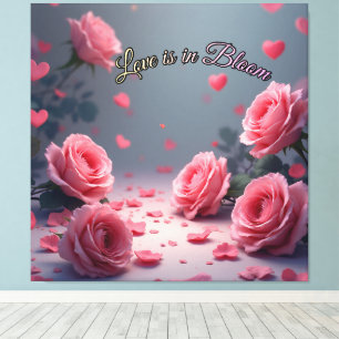 Toile L'amour est en fleurs Roses roses romantiques de l