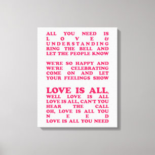 Toile L'amour est entièrement des textes de chanson de