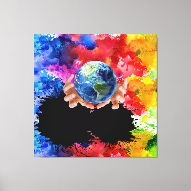 Toile L'amour et l'humanité ne périront pas l'art modern (Recto)