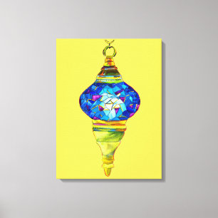 Toile Lampes turques bleues mosaïque art aquarelle