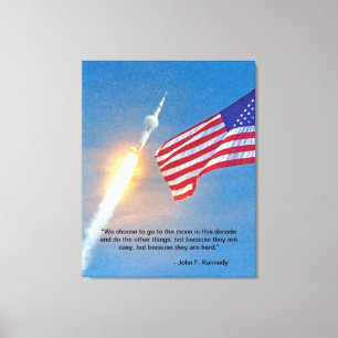 Toile Lancement d'Apollo 11 avec drapeau américain