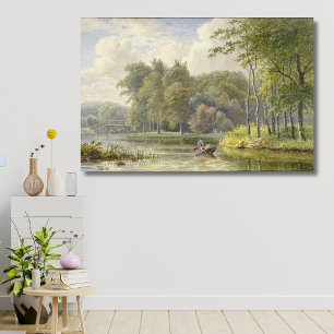 Toile Landschap a rencontré Figuren à een Roeibootje Vin