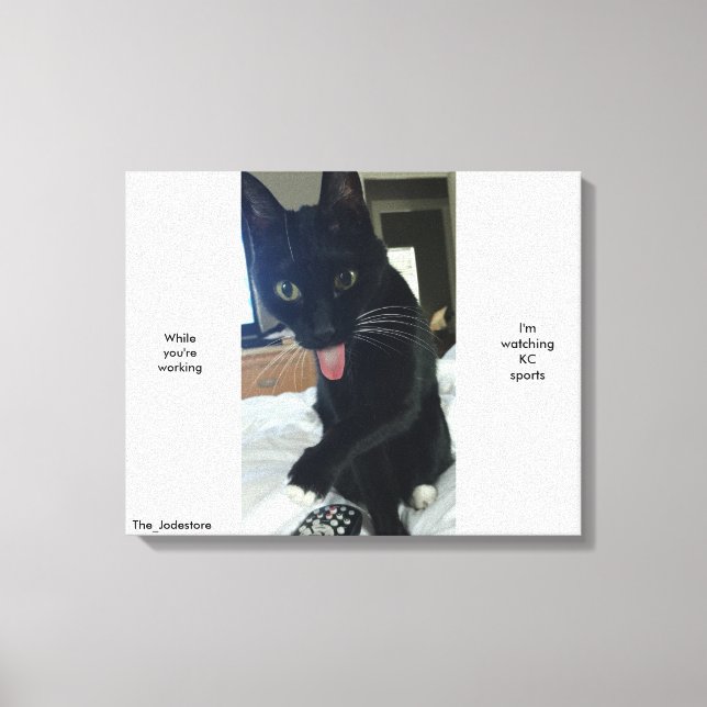 Toile Langue amusante art chat à distance KC Sports (Recto)