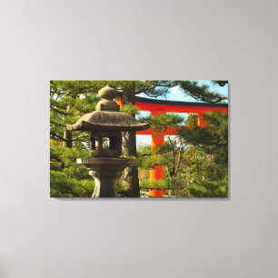 Toile Lanterne en pierre et porte de Torii