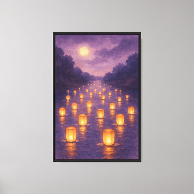 Toile Lanternes sur une rivière tranquille (Recto)