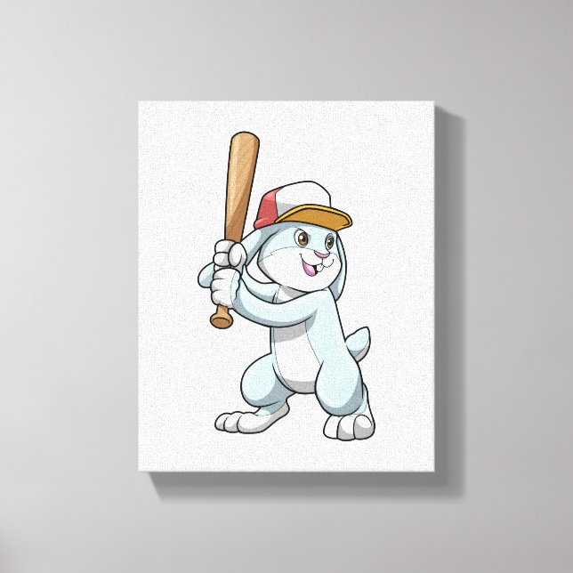 Toile Lapin au baseball avec batte de baseball (Recto)