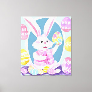 Toile lapin avec oeufs de pâques