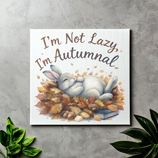 Toile Lapin d'automne en Feuille avec une citation amusa (Créateur téléchargé)