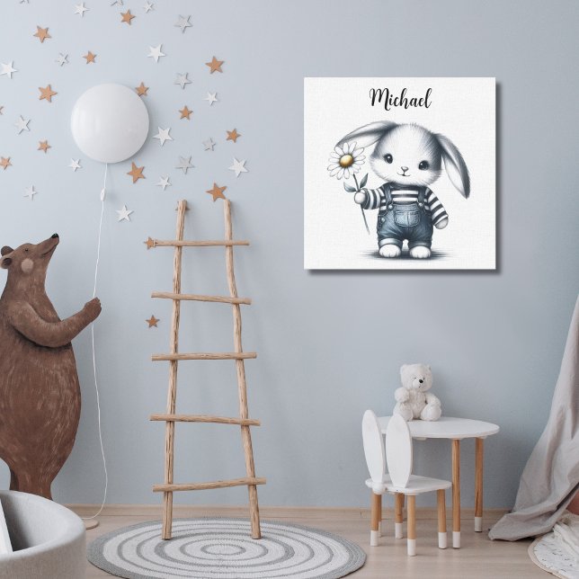 Toile Lapin De Garçon Whimsical Avec Nom (Créateur téléchargé)