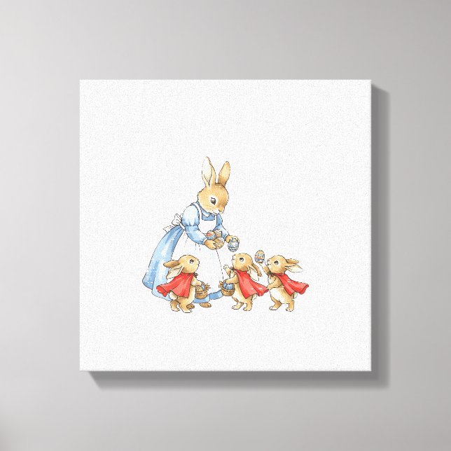 Toile Lapin de Pâques Cottagecore Vintage Lapin Femme Fi (Recto)