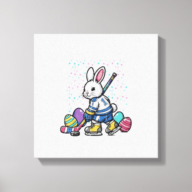 Toile Lapin de Pâques Joueur de Hockey sur Glace Œufs Ga (Recto)