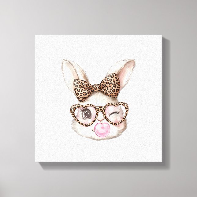 Toile Lapin de Pâques Lunettes Mignonnes Léopard Lapin d (Recto)