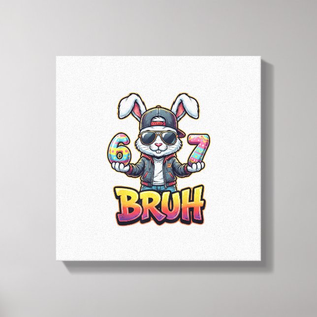 Toile Lapin de Pâques Mème Bruh  Drôle 6 7 Œufs de Pâque (Recto)