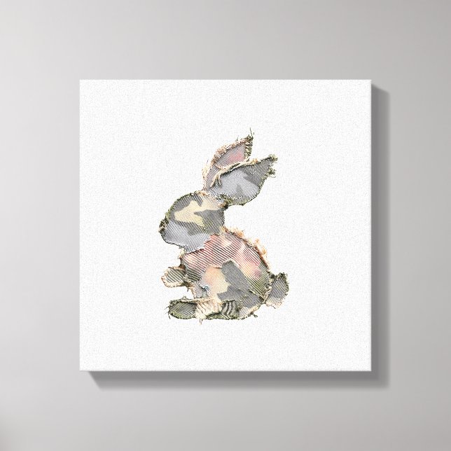 Toile Lapin Drôle Crochet Patchwork Camo Lapin Heureux E (Recto)